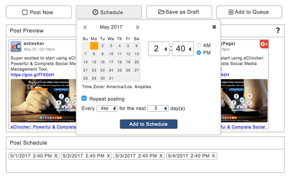 eClincher schedule post