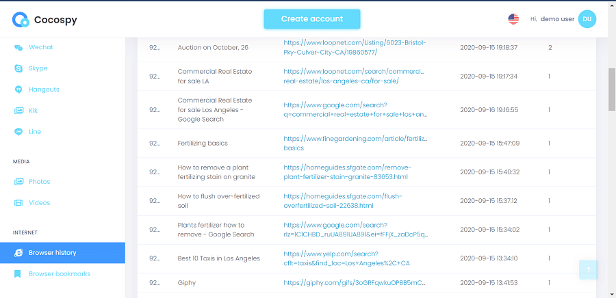Cocospy browser history tracker