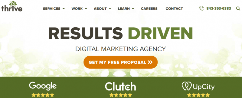 Thrive Agency's homepage