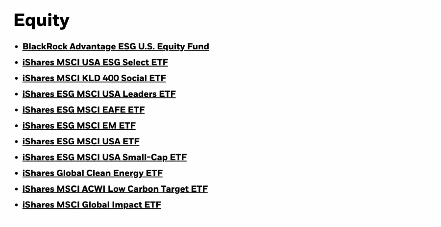 BlackRock ESG funds