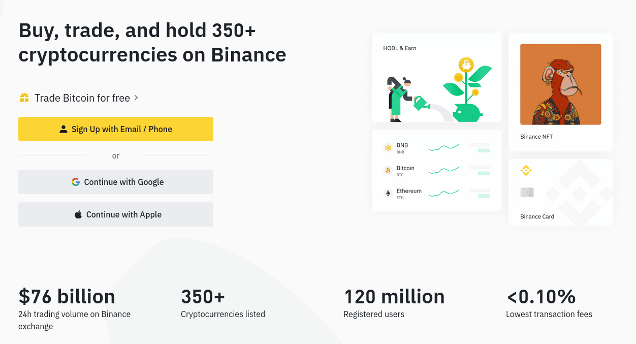 Binance homepage