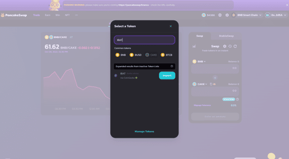 Choose the crypto to swap