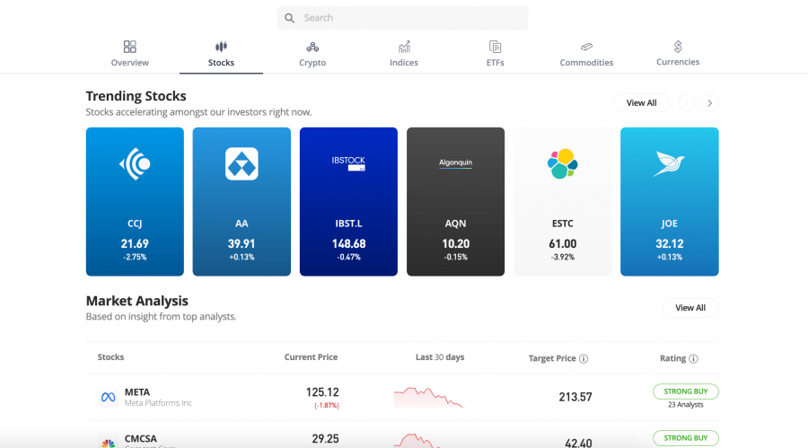 eToro buy stocks