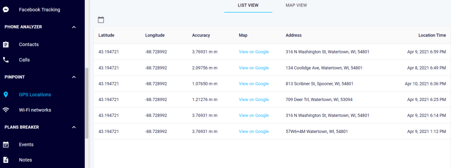 eyeZy GPS Location Tracking