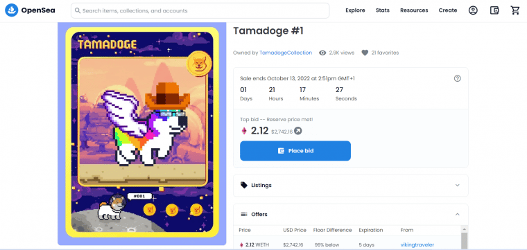 tamadoge nft 1