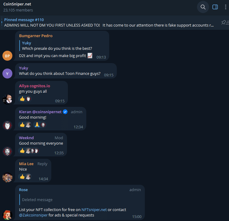 crypto telegram group CoinSniper