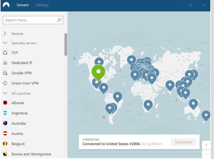 NordVPN Server Choice