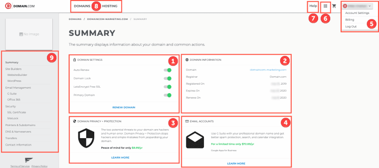 Domain dashboard | best wordpress managed hosting provider