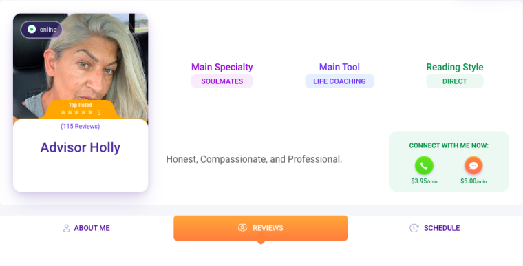 Advisor Holly best online psychics for chat 2023 Mysticsense