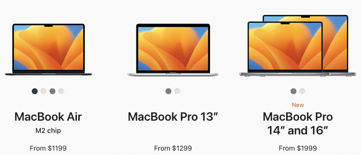 The current MacBook line up