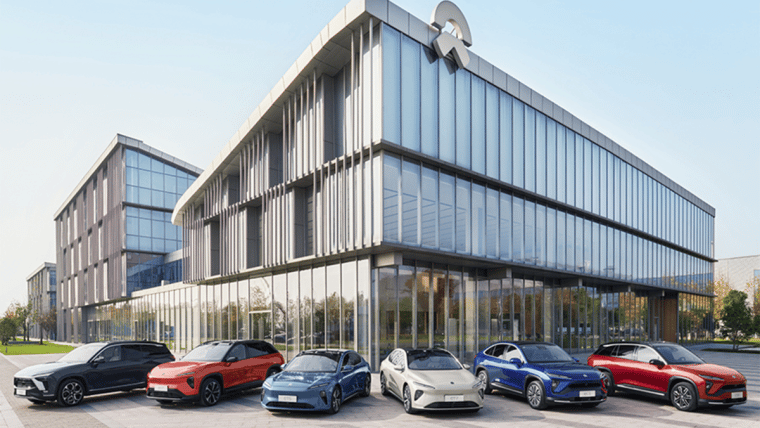 NIO cars outside office