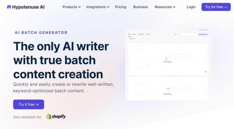 Hypotenuse AI Copywriting Tool