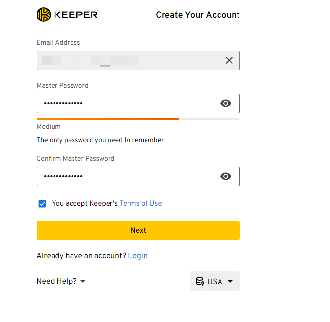 Keeper Account Creation