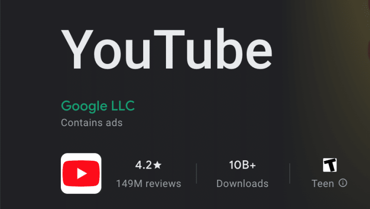 Google Play Store YouTube