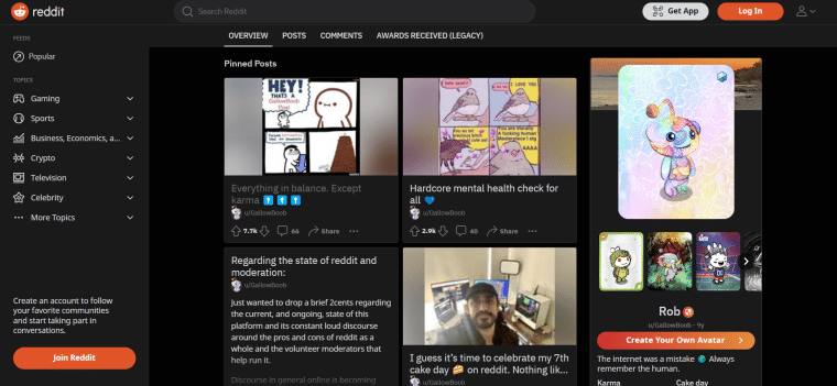 reddit user account