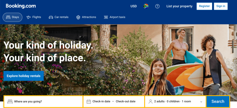 Booking Home Page
