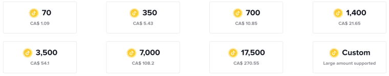 TikTok In-App Currency Coins
