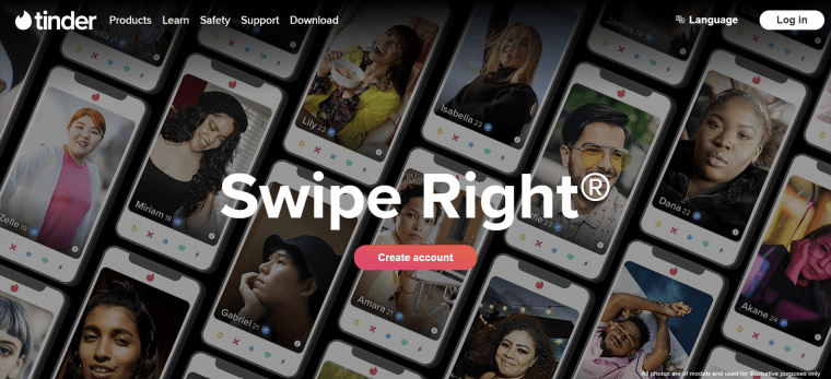 tinder homepage