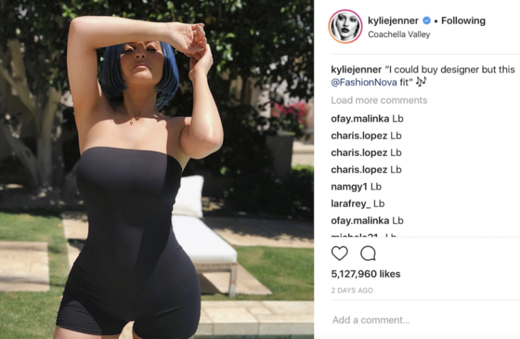 kylie jenner influencer testimonial ad