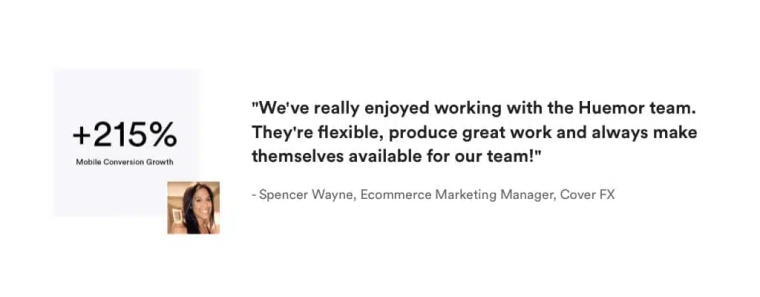customer testimonial example with metric