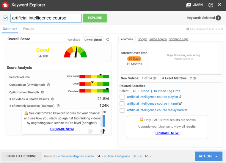 Tube buddy keyword explorer
