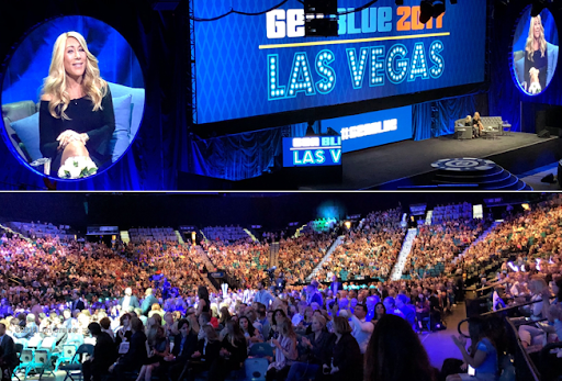 Lori Greiner giving a speech to lots of people in Las Vegas