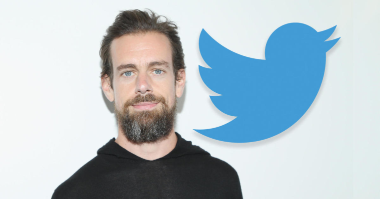 Jack Dorsey next to a Twitter logo