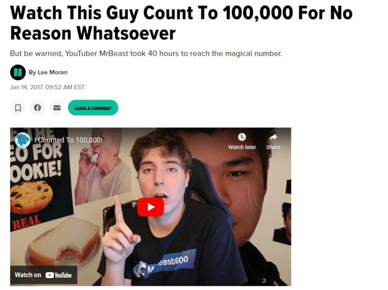 mr beast counts to 100k