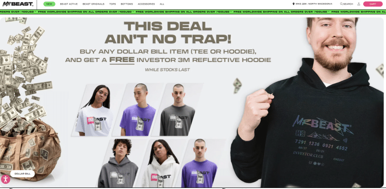 mr beast merch site