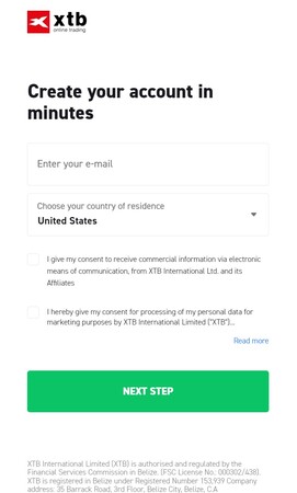 XTB sign up