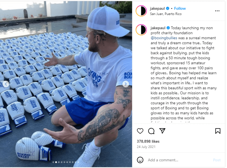 Jake Paul instagram post