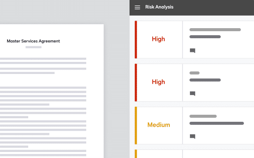 DocuSign Insights' AI-powered risk analysis tool, showing high and medium risk