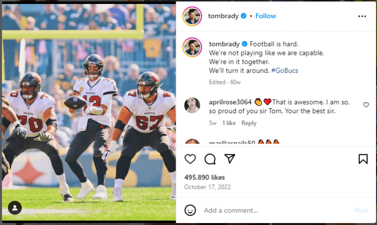 Tom Brady Instagram post