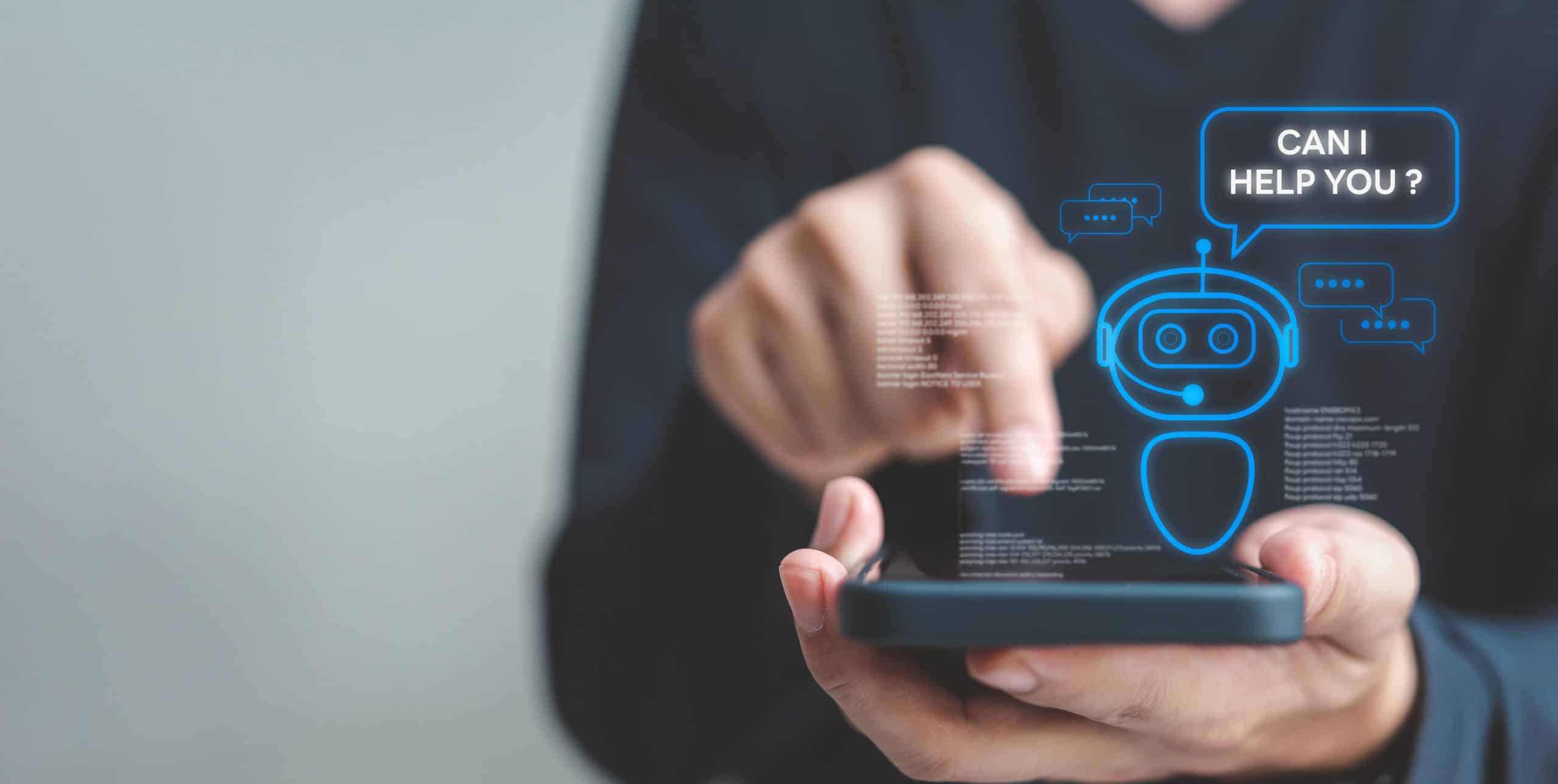 man with a phone with an ai assistant