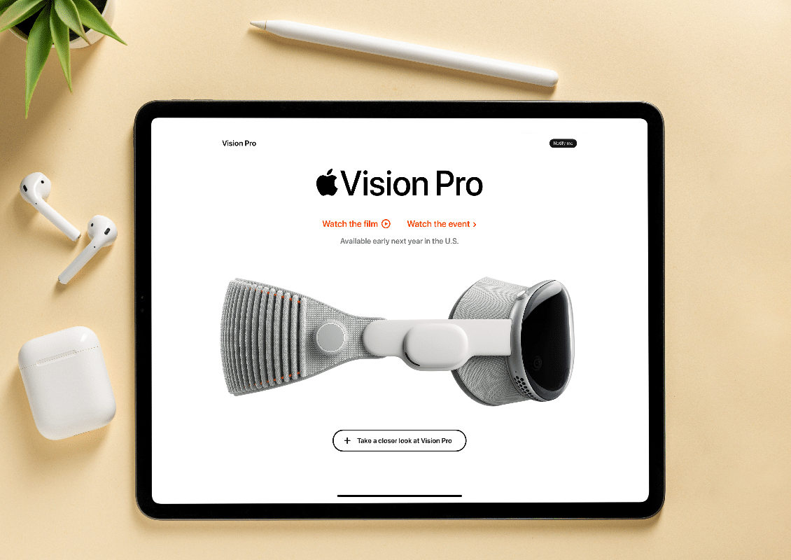 pple webpage showing the newly released "Apple Vision Pro"