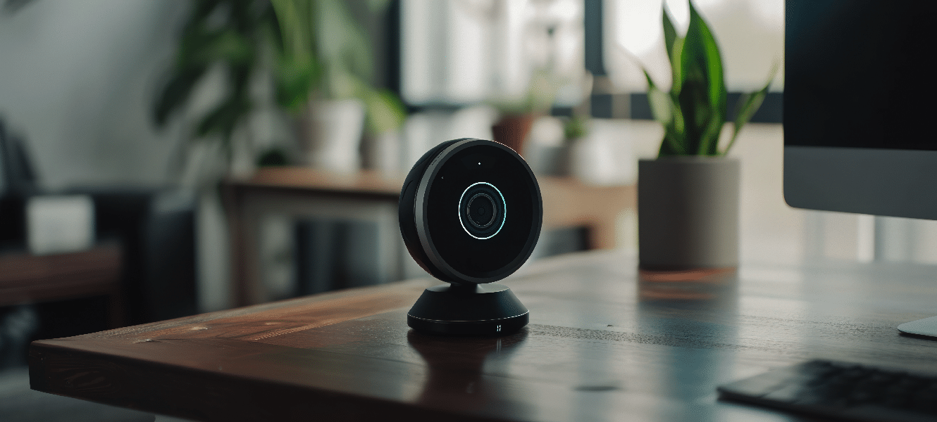 Home wireless security camera on table