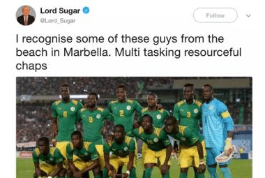 lord sugar offensive tweet