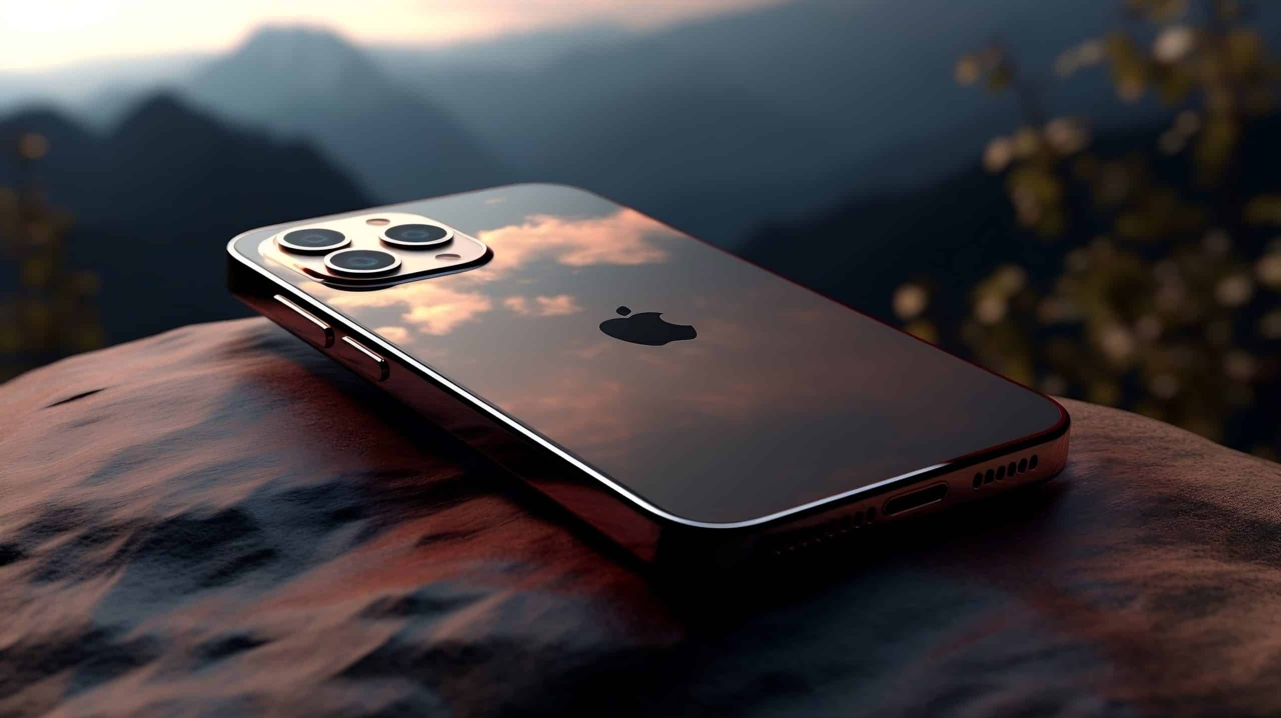 iPhone with a scenic background