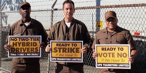 Striking UPS workers
