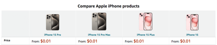 iphone 15 models available at 1 cent on amazon
