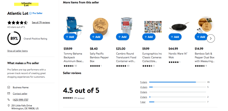 atlantic lot - a company affiliated to big river services - website on walmart marketplace
