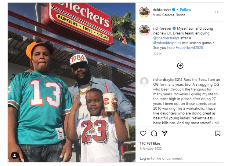 Rick Ross at Checkers with family