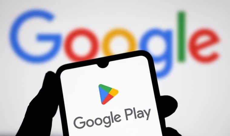 Google Play logo on a phone