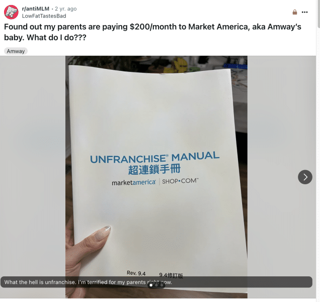 Market America Reddit screenshot