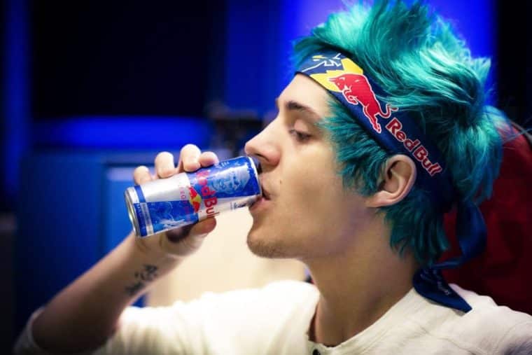 Ninja drinking red bull