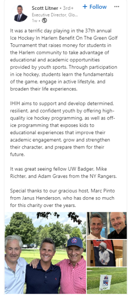 Scott Litner linkedin post