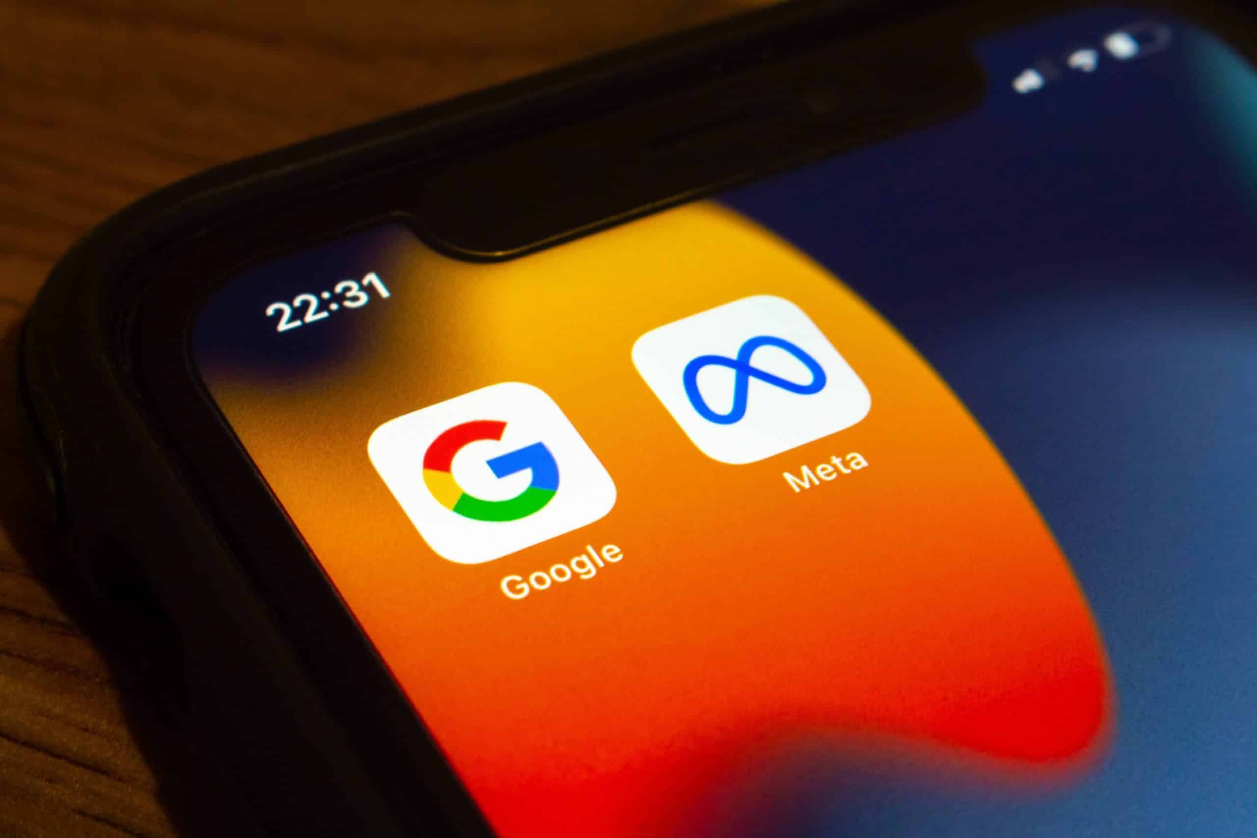 Google and Meta apps on a phone
