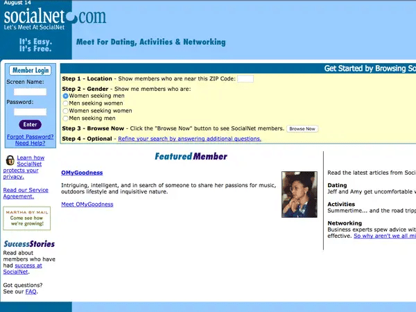 SocialNet.com website