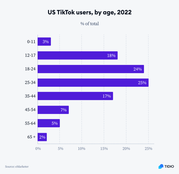 tiktok users by age in 2022