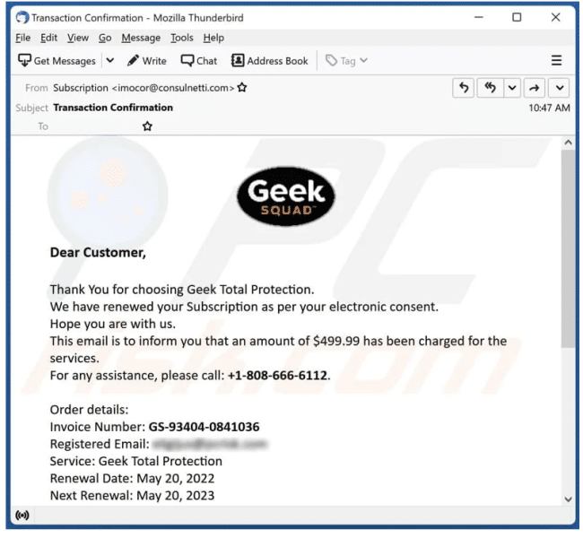 Geek Squad scam example